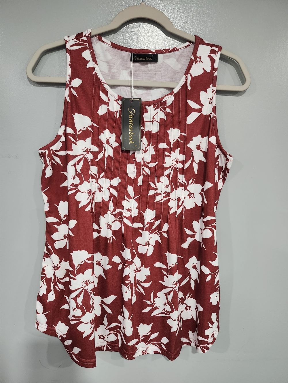 Women's Red Floral Sleeveless Top
